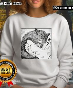 Official Cat Bites Feet Cartoon Sweatshirt featuring a playful cat design, perfect for cat lovers and cozy outfits.