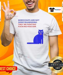 Official Cat Democrats Are Not Gerrymandering T-Shirt featuring a playful cat design promoting political awareness.