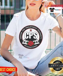 Alt Text: Official Center for Proletariat Solidarity logo on a stylish ladies tee, promoting solidarity and unity.