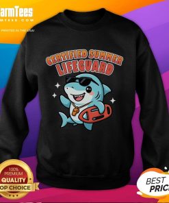 Official Certified Summer Lifeguard Sweatshirt in vibrant red with lifeguard emblem, perfect for beach and pool safety.