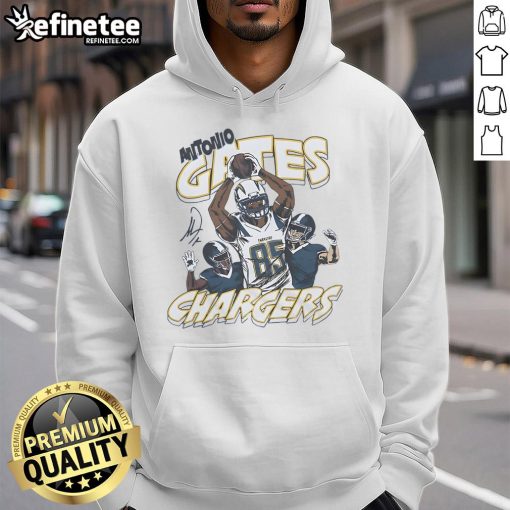 Official Chargers Antonio Gates signature hoodie featuring team colors and logo, perfect for fans and collectors.