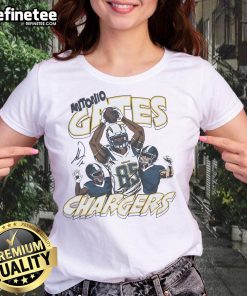Official Chargers Antonio Gates Signature Ladies Tee showcasing vibrant team colors and stylish design for fans.