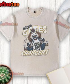 Alt Text: Official Chargers Antonio Gates Signature Washed T-Shirt featuring team logo and player signature design.