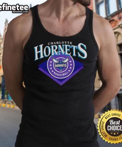 Alt Text: Official Charlotte Hornets NBA tank top featuring team colors and logo, perfect for basketball fans and summer wear.