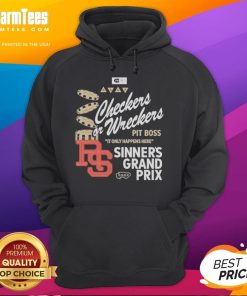 Official Checkers or Wreckers distressed hoodie in black, showcasing a trendy and casual streetwear style.