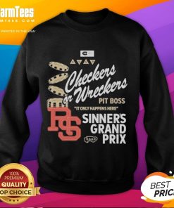 Official Checkers or Wreckers Distressed Sweatshirt in gray, featuring a trendy, vintage-style design perfect for casual wear.