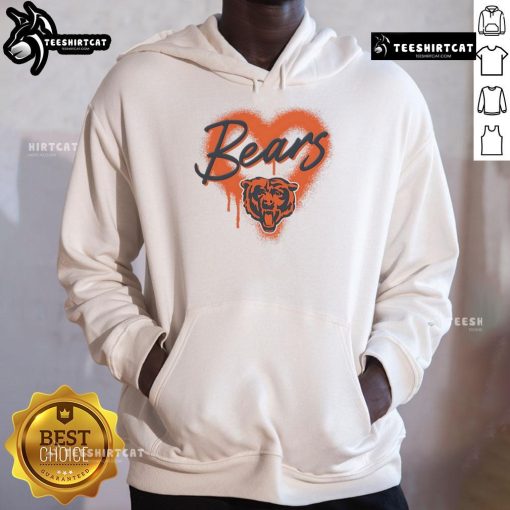Alt Text: Official Chicago Bears Football Spray Heart Hoodie featuring team colors and logo, perfect for fans and casual wear.