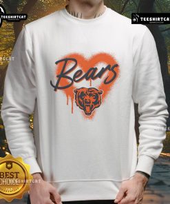 Alt Text: Official Chicago Bears Football Spray Heart Sweatshirt featuring the team's logo and a stylish heart design.