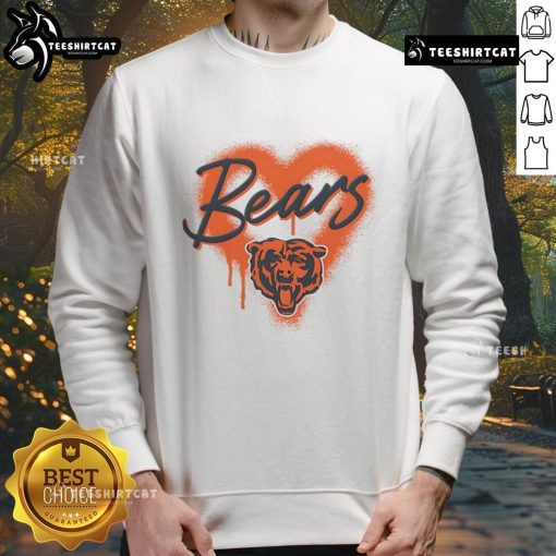 Alt Text: Official Chicago Bears Football Spray Heart Sweatshirt featuring the team's logo and a stylish heart design.