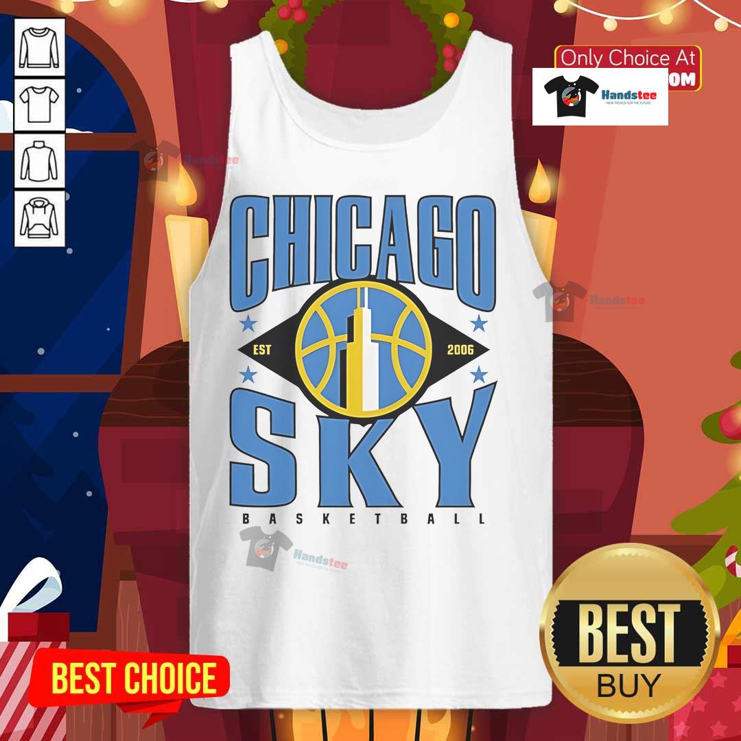 Official Chicago Sky Basketball Est 2006 Vintage Logo Tank Top Alt Text: Vintage Chicago Sky Basketball tank top with official logo, established in 2006, showcasing a sporty design.