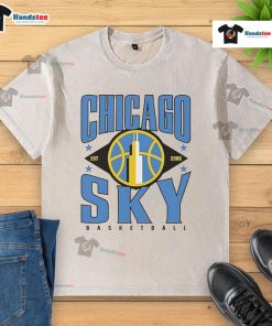 Alt Text: Vintage Chicago Sky basketball logo t-shirt, established 2006, featuring a washed design perfect for fans.
