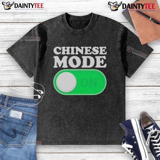 Official Chinese Mode ON washed t-shirt featuring a stylish design, perfect for casual wear and expressing cultural pride.