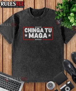 Official Chinga Tu Maga washed t-shirt in soft fabric, featuring a bold graphic design for casual style enthusiasts.