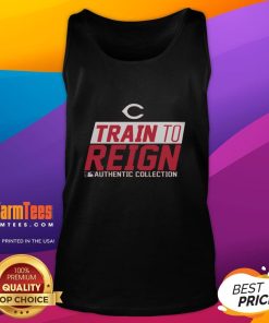 Official Cincinnati Reds Train to Reign 2025 tank top featuring vibrant team colors and logo for fans.