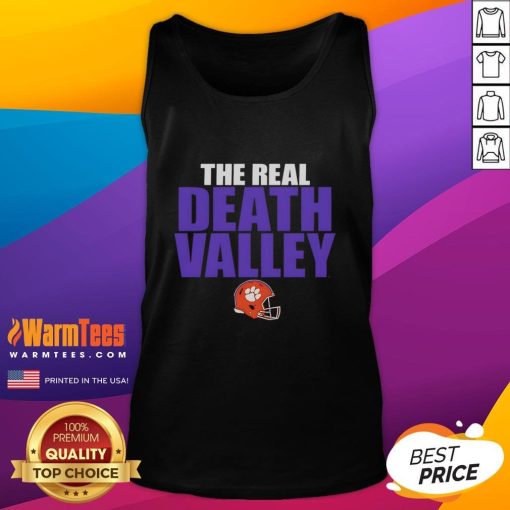 Official Clemson Tigers The Real Death Valley helmet tank top featuring vibrant team colors and logo design.