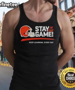 Alt Text: Official Cleveland Browns Stay In The Game Keep Learning Every Day 2025 Tank Top featuring the team's logo and vibrant colors.