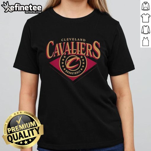 Official Cleveland Cavaliers NBA Ladies Tee in red with team logo, perfect for female fans supporting the Cavaliers.
