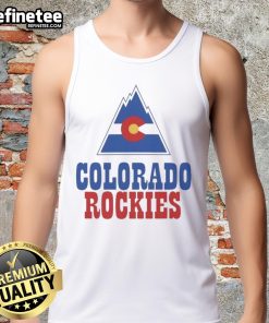 Official Colorado Rockies Hockey Mountain Logo Tank Top featuring a vibrant design perfect for fans and outdoor enthusiasts.