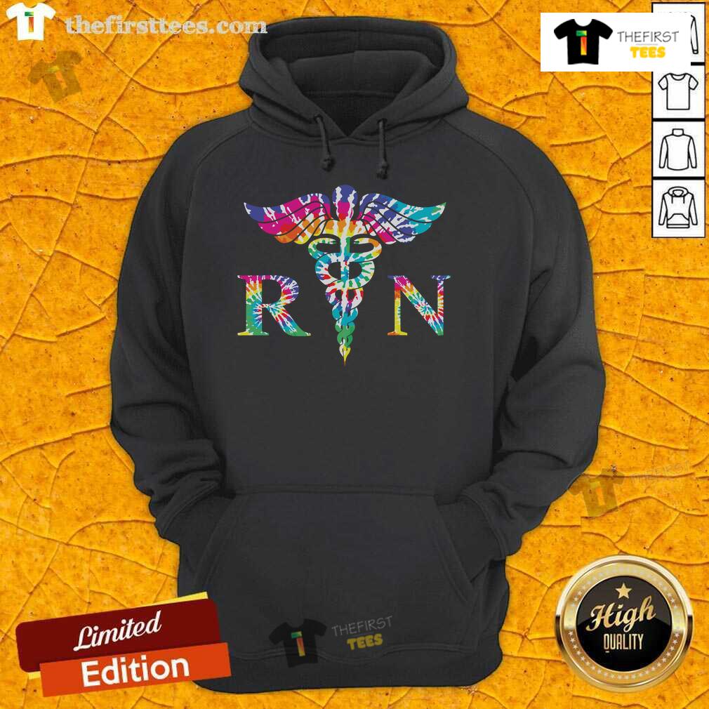 Official Colorful Tie Dye Rn Nurse Caduceus Hoodie Colorful tie-dye hoodie featuring a caduceus design, perfect for RN nurses. Stylish and comfortable for healthcare professionals.