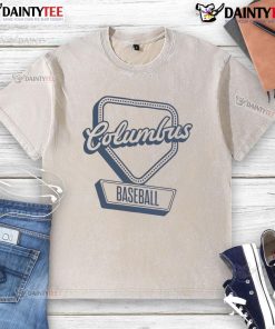Official Columbus Baseball Home Plate Log Washed T-Shirt featuring a vintage design, perfect for fans and casual wear.