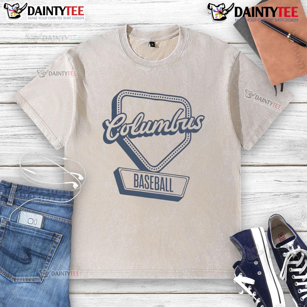 Official Columbus Baseball Home Plate Log Washed T Shirt Official Columbus Baseball Home Plate Log Washed T-Shirt featuring a vintage design, perfect for fans and casual wear.