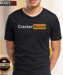 Official Cracker Barrel Parody Logo T-Shirt featuring a humorous twist on the classic logo design.