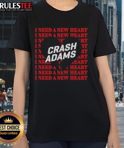 Official Crash Adams I Need A New Heart Ladies Tee featuring bold graphic design on a stylish women's t-shirt.