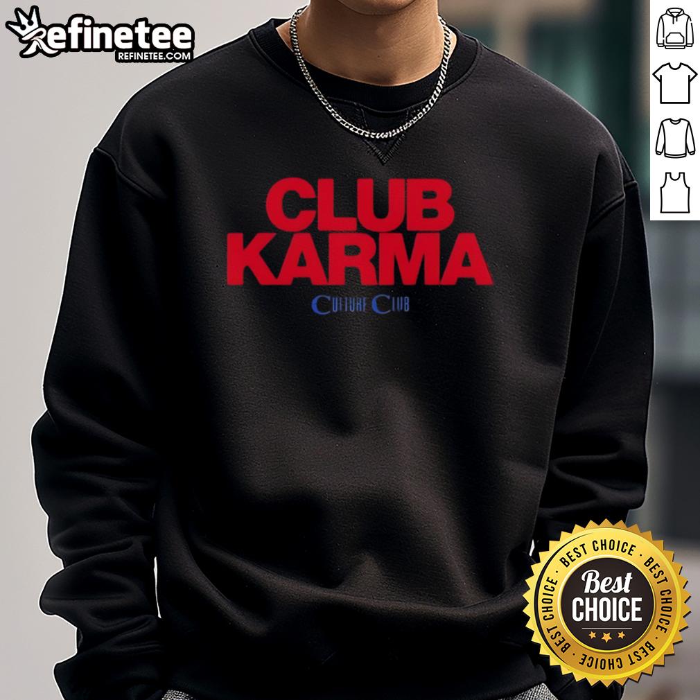 Official Culture Club Karma Black Sweatshirt Official Culture Club Karma black sweatshirt featuring vibrant logo design, perfect for fans and casual wear.
