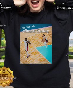 Official Curry LeBron Basketball USA Almost Friday Sweatshirt in vibrant colors, perfect for sports fans and casual wear.