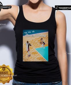 Alt Text: LeBron James Official Curry Basketball USA tank top, perfect for almost Friday vibes and sports fans.