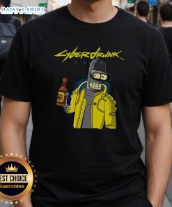 Official Cyberdrunk Bender Futurama Cyberpunk T-Shirt featuring a vibrant graphic of Bender in a futuristic design.