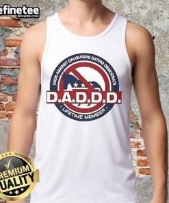 Official Daddd Dads Against Daughters Dating Democrats tank top for lifetime members, featuring bold graphic design.