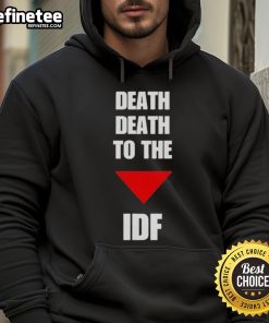 Official Death To The IDF Hoodie featuring bold text design, perfect for statement streetwear and activism.