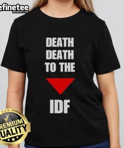 Official Death to the IDF Ladies Tee featuring bold graphics and a stylish design for activism and fashion.