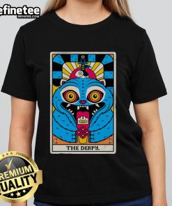 Official Derpy Tiger X K-Pop Demon Hunters tarot card ladies tee featuring a unique design and vibrant colors.