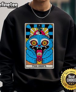Official Derpy Tiger x K-Pop Demon Hunters tarot card sweatshirt featuring unique graphics and vibrant colors.