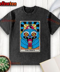 Official Derpy Tiger x K-Pop Demon Hunters tarot card washed t-shirt featuring unique graphic design and vibrant colors.