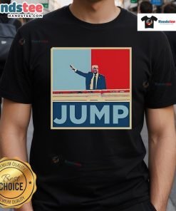 Official Donald Jump Retro T-Shirt featuring vibrant colors and vintage design, perfect for casual wear and fans.