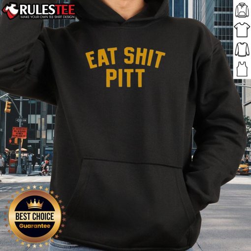 Official Eat Shit Pitt West Virginia Mountaineers football hoodie featuring team colors and logo, perfect for fans.