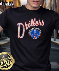 Official Edmonton Drillers 1979 logo T-shirt featuring vintage design and vibrant colors, perfect for soccer fans.