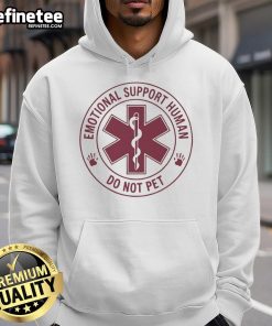 Official Emotional Support Human Do Not Pet logo hoodie in black, featuring a playful design and comfortable fit.