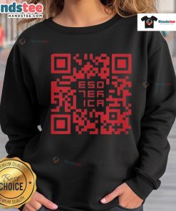 Alt Text: Official Esoterica QR Code Sweatshirt featuring unique design and cozy fit, perfect for stylish streetwear.