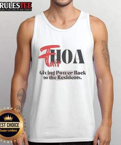 Alt Text: Official Fairhoa tank top design promoting community empowerment and giving power back to the residents.