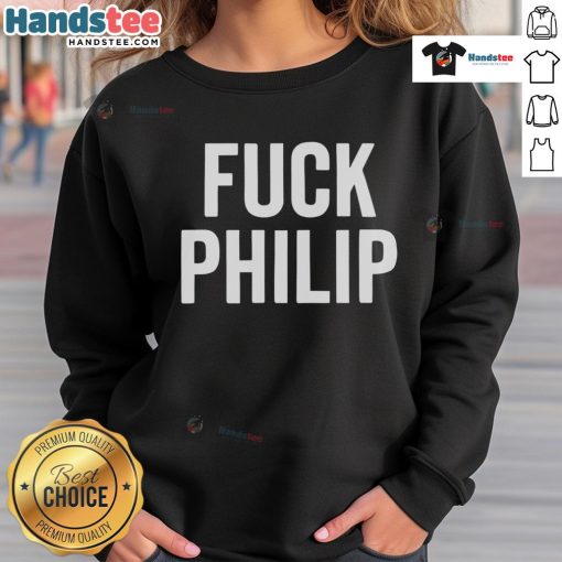 Official Fck Philip Sweatshirt in black, featuring bold white lettering, perfect for casual streetwear style.