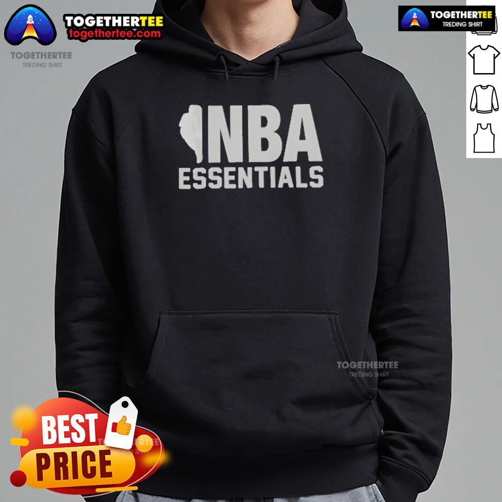 Official Fear Of God Essentials Nba Logo Hoodie Alt Text: Official Fear of God Essentials NBA Logo Hoodie in black, featuring a stylish design and comfortable fit for fans.