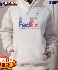 Official FedEx Straight To Your Building Hoodie in black, showcasing the logo and modern design for comfort and style.