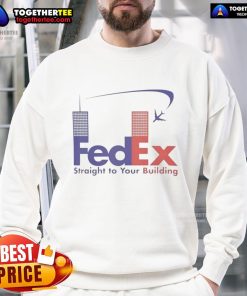 Official FedEx Straight To Your Building Sweatshirt in navy blue, featuring the FedEx logo on a cozy, stylish design.