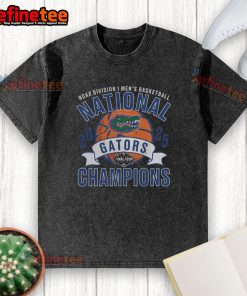 Vintage washed t-shirt celebrating the Florida Gators as 2025 NCAA Men's Basketball National Champions.