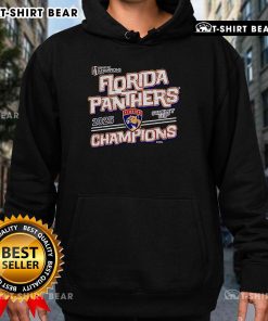 Official Florida Panthers 2025 Stanley Cup Champions hoodie in team colors, showcasing logo and celebratory design.