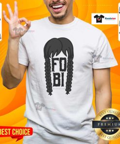 Official Fobi Fear Of Being Included Wednesday Addams T-Shirt featuring a unique design inspired by the iconic character.